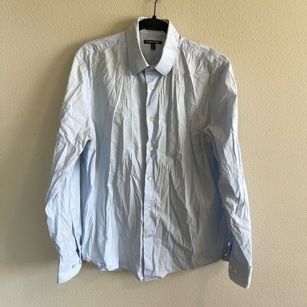 EXPRESS 1MX Modern Fit Blue Dress Shirt